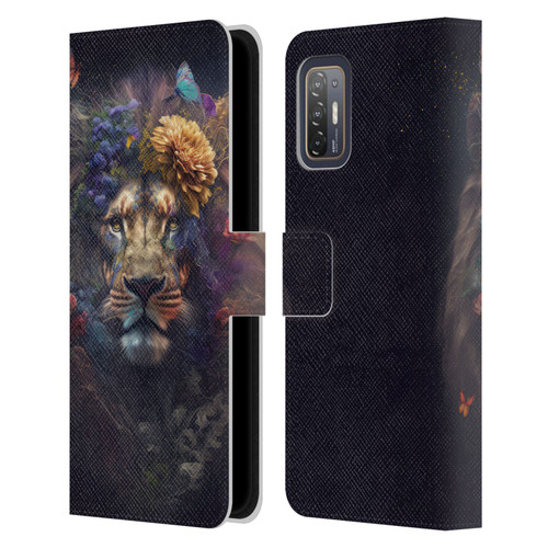 Spacescapes Floral Lions Flowering Pride Leather Book Wallet Case Cover For HTC Desire 21 Pro 5G