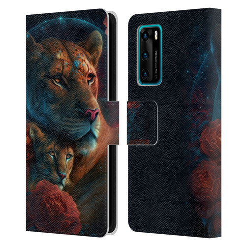 Spacescapes Floral Lions Star Watching Leather Book Wallet Case Cover For Huawei P40 5G