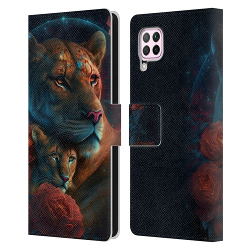 Spacescapes Floral Lions Star Watching Leather Book Wallet Case Cover For Huawei Nova 6 SE / P40 Lite