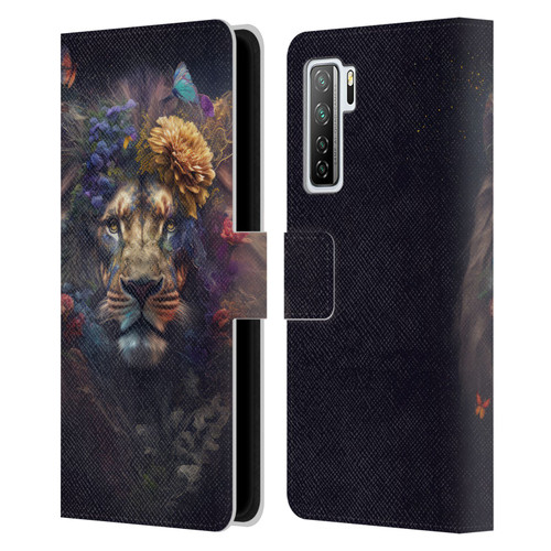 Spacescapes Floral Lions Flowering Pride Leather Book Wallet Case Cover For Huawei Nova 7 SE/P40 Lite 5G