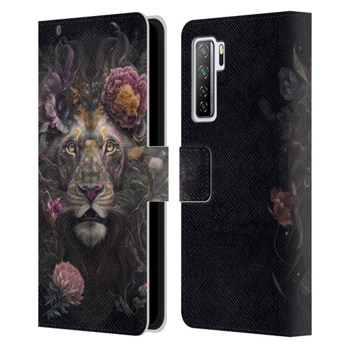 Spacescapes Floral Lions Pride Leather Book Wallet Case Cover For Huawei Nova 7 SE/P40 Lite 5G