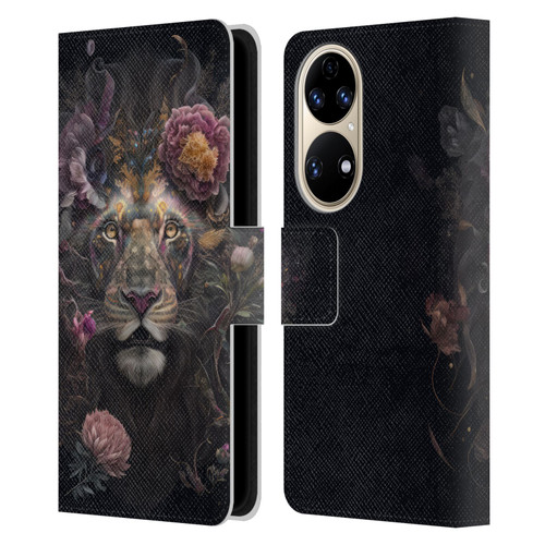 Spacescapes Floral Lions Pride Leather Book Wallet Case Cover For Huawei P50