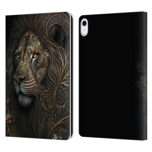 Spacescapes Floral Lions Golden Bloom Leather Book Wallet Case Cover For Apple iPad 10.9 (2022)