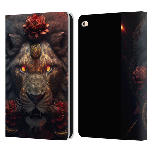 Spacescapes Floral Lions Crimson Pride Leather Book Wallet Case Cover For Apple iPad Air 2 (2014)