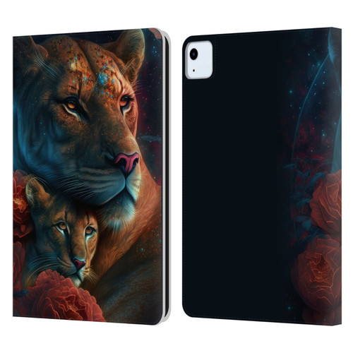 Spacescapes Floral Lions Star Watching Leather Book Wallet Case Cover For Apple iPad Air 2020 / 2022