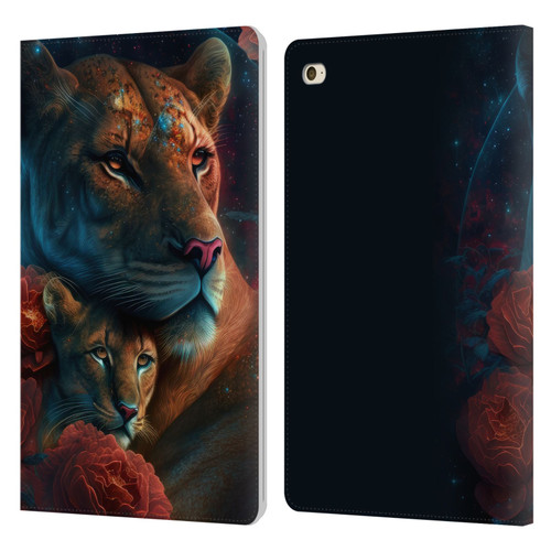 Spacescapes Floral Lions Star Watching Leather Book Wallet Case Cover For Apple iPad mini 4