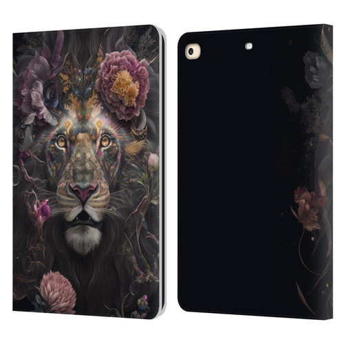 Spacescapes Floral Lions Pride Leather Book Wallet Case Cover For Apple iPad 9.7 2017 / iPad 9.7 2018