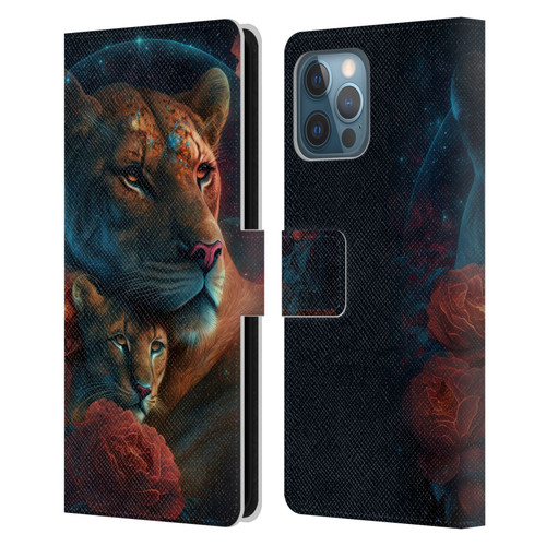 Spacescapes Floral Lions Star Watching Leather Book Wallet Case Cover For Apple iPhone 12 Pro Max