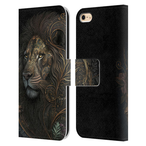 Spacescapes Floral Lions Golden Bloom Leather Book Wallet Case Cover For Apple iPhone 6 / iPhone 6s