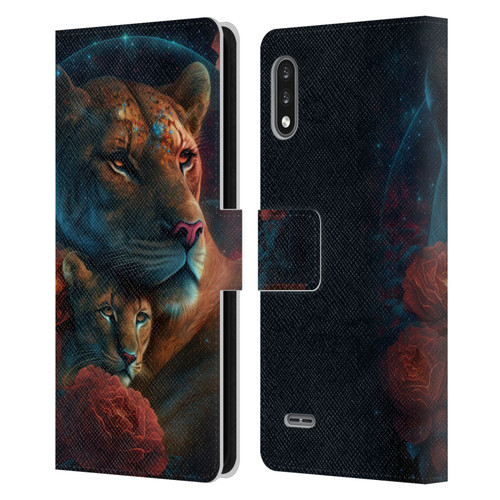 Spacescapes Floral Lions Star Watching Leather Book Wallet Case Cover For LG K22