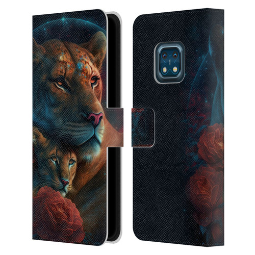 Spacescapes Floral Lions Star Watching Leather Book Wallet Case Cover For Nokia XR20