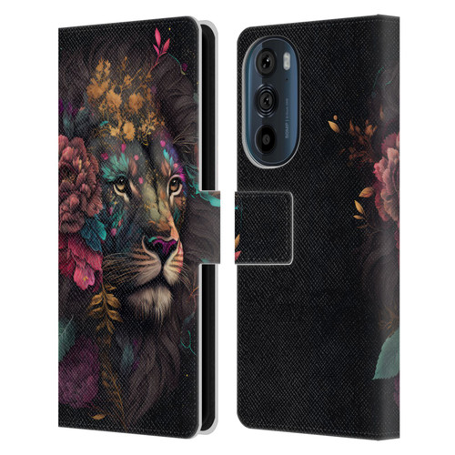 Spacescapes Floral Lions Ethereal Petals Leather Book Wallet Case Cover For Motorola Edge 30
