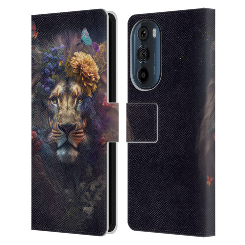 Spacescapes Floral Lions Flowering Pride Leather Book Wallet Case Cover For Motorola Edge 30