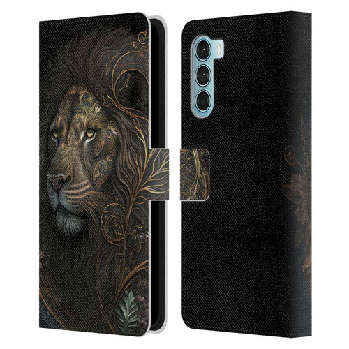 Spacescapes Floral Lions Golden Bloom Leather Book Wallet Case Cover For Motorola Edge S30 / Moto G200 5G