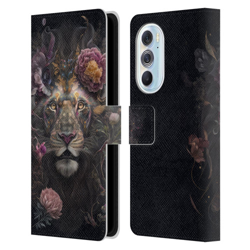 Spacescapes Floral Lions Pride Leather Book Wallet Case Cover For Motorola Edge X30