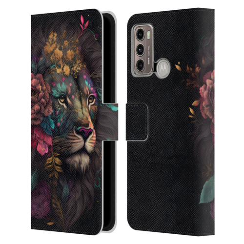 Spacescapes Floral Lions Ethereal Petals Leather Book Wallet Case Cover For Motorola Moto G60 / Moto G40 Fusion
