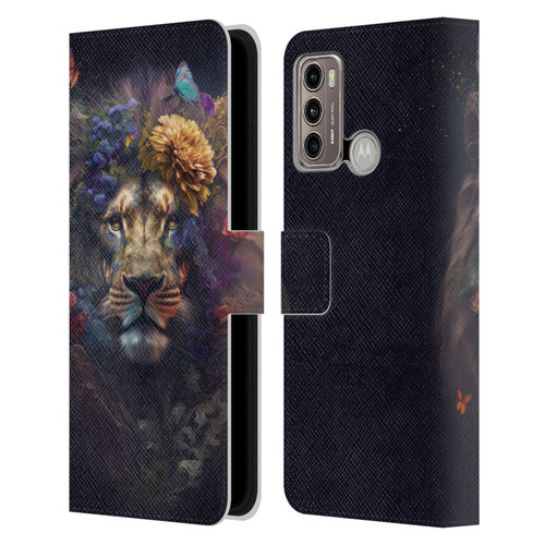 Spacescapes Floral Lions Flowering Pride Leather Book Wallet Case Cover For Motorola Moto G60 / Moto G40 Fusion