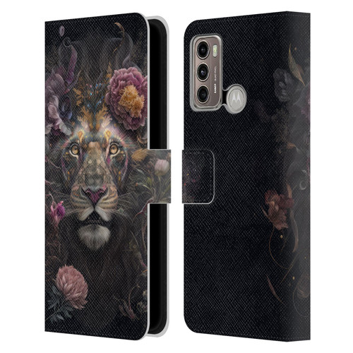 Spacescapes Floral Lions Pride Leather Book Wallet Case Cover For Motorola Moto G60 / Moto G40 Fusion