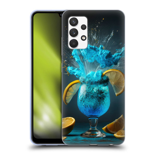 Spacescapes Cocktails Blue Lagoon Explosion Soft Gel Case for Samsung Galaxy A32 (2021)