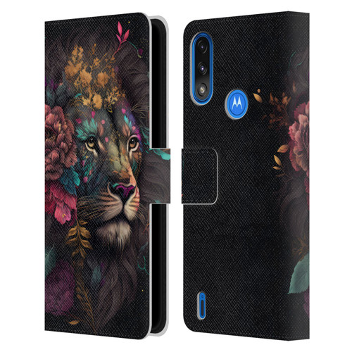 Spacescapes Floral Lions Ethereal Petals Leather Book Wallet Case Cover For Motorola Moto E7 Power / Moto E7i Power