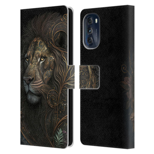 Spacescapes Floral Lions Golden Bloom Leather Book Wallet Case Cover For Motorola Moto G (2022)