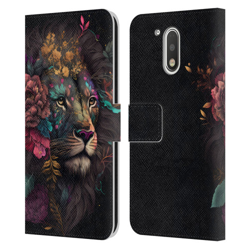 Spacescapes Floral Lions Ethereal Petals Leather Book Wallet Case Cover For Motorola Moto G41