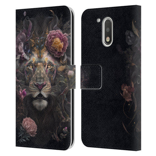 Spacescapes Floral Lions Pride Leather Book Wallet Case Cover For Motorola Moto G41