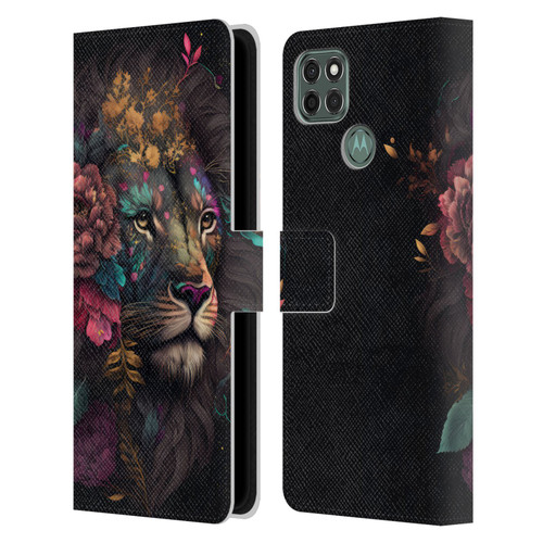 Spacescapes Floral Lions Ethereal Petals Leather Book Wallet Case Cover For Motorola Moto G9 Power