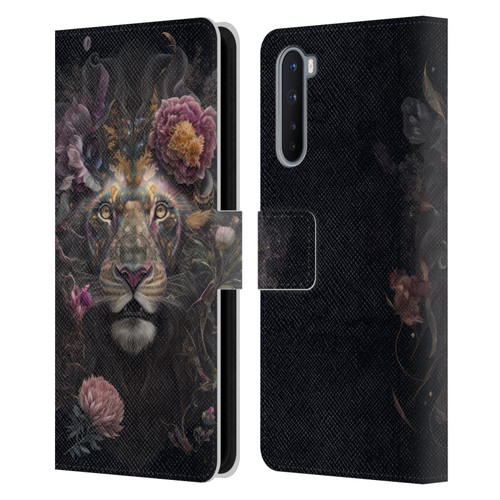 Spacescapes Floral Lions Pride Leather Book Wallet Case Cover For OnePlus Nord 5G