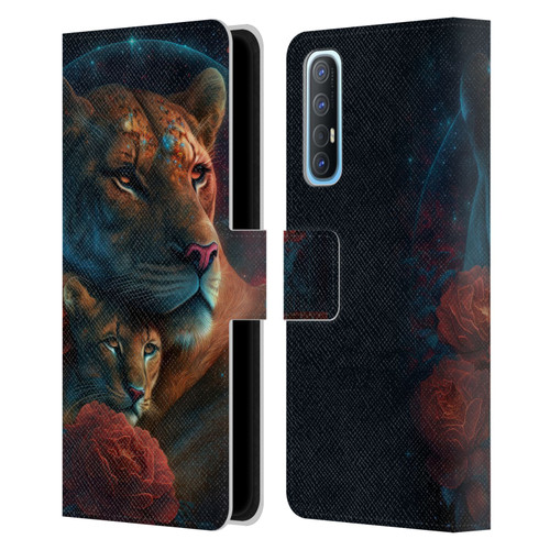 Spacescapes Floral Lions Star Watching Leather Book Wallet Case Cover For OPPO Find X2 Neo 5G