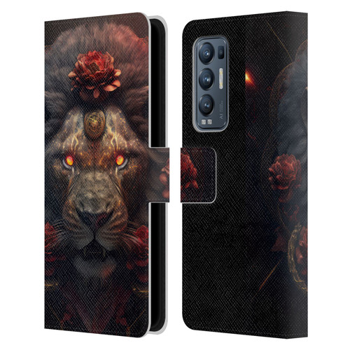 Spacescapes Floral Lions Crimson Pride Leather Book Wallet Case Cover For OPPO Find X3 Neo / Reno5 Pro+ 5G
