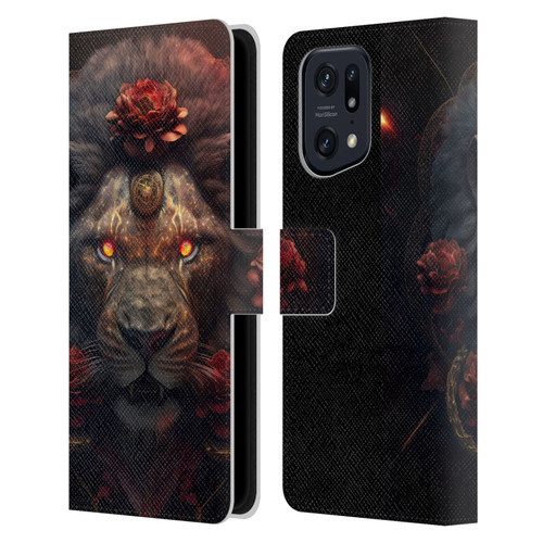 Spacescapes Floral Lions Crimson Pride Leather Book Wallet Case Cover For OPPO Find X5 Pro