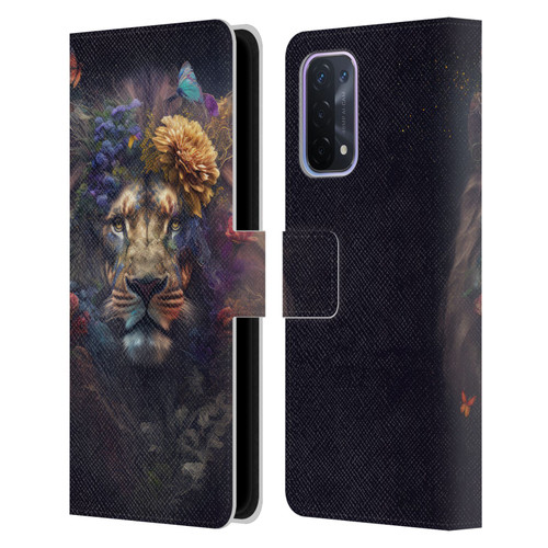 Spacescapes Floral Lions Flowering Pride Leather Book Wallet Case Cover For OPPO A54 5G
