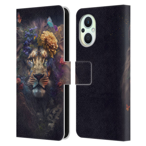 Spacescapes Floral Lions Flowering Pride Leather Book Wallet Case Cover For OPPO Reno8 Lite