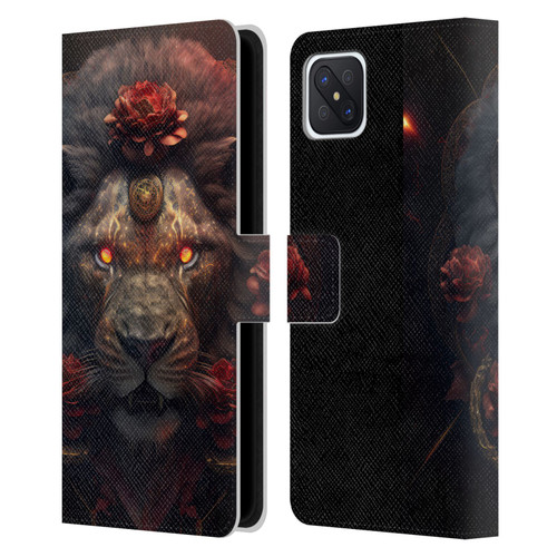 Spacescapes Floral Lions Crimson Pride Leather Book Wallet Case Cover For OPPO Reno4 Z 5G
