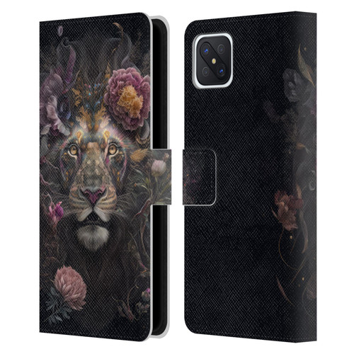 Spacescapes Floral Lions Pride Leather Book Wallet Case Cover For OPPO Reno4 Z 5G