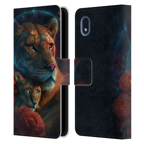 Spacescapes Floral Lions Star Watching Leather Book Wallet Case Cover For Samsung Galaxy A01 Core (2020)