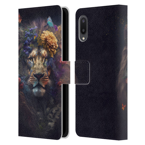 Spacescapes Floral Lions Flowering Pride Leather Book Wallet Case Cover For Samsung Galaxy A02/M02 (2021)