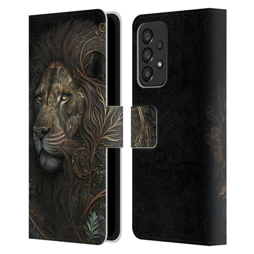 Spacescapes Floral Lions Golden Bloom Leather Book Wallet Case Cover For Samsung Galaxy A33 5G (2022)