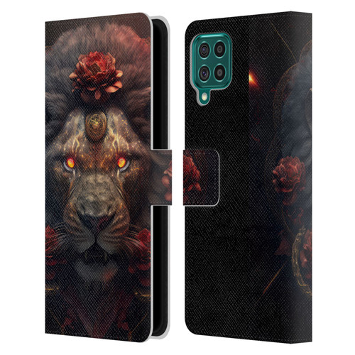 Spacescapes Floral Lions Crimson Pride Leather Book Wallet Case Cover For Samsung Galaxy F62 (2021)