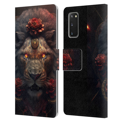 Spacescapes Floral Lions Crimson Pride Leather Book Wallet Case Cover For Samsung Galaxy S20 / S20 5G