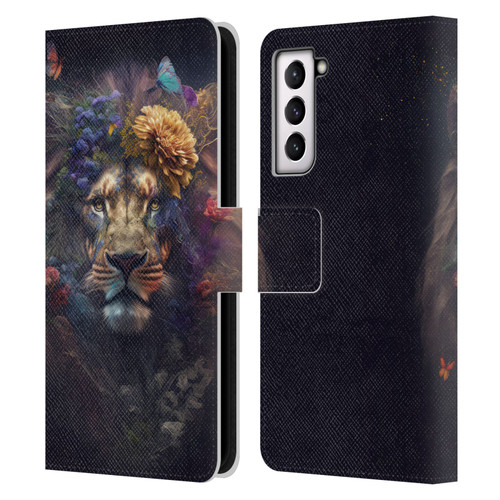 Spacescapes Floral Lions Flowering Pride Leather Book Wallet Case Cover For Samsung Galaxy S21 5G