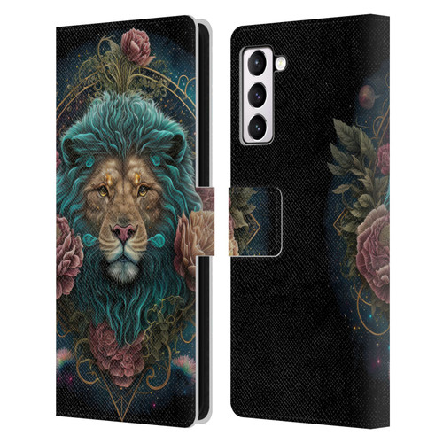 Spacescapes Floral Lions Aqua Mane Leather Book Wallet Case Cover For Samsung Galaxy S21+ 5G
