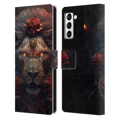 Spacescapes Floral Lions Crimson Pride Leather Book Wallet Case Cover For Samsung Galaxy S21+ 5G