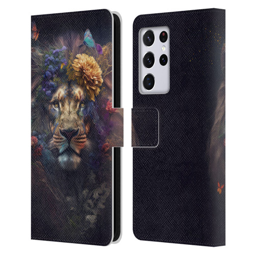 Spacescapes Floral Lions Flowering Pride Leather Book Wallet Case Cover For Samsung Galaxy S21 Ultra 5G