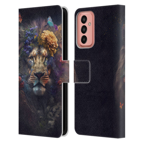 Spacescapes Floral Lions Flowering Pride Leather Book Wallet Case Cover For Samsung Galaxy M13 (2022)