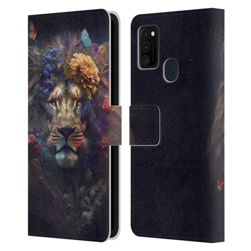 Spacescapes Floral Lions Flowering Pride Leather Book Wallet Case Cover For Samsung Galaxy M30s (2019)/M21 (2020)