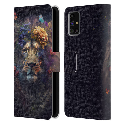 Spacescapes Floral Lions Flowering Pride Leather Book Wallet Case Cover For Samsung Galaxy M31s (2020)