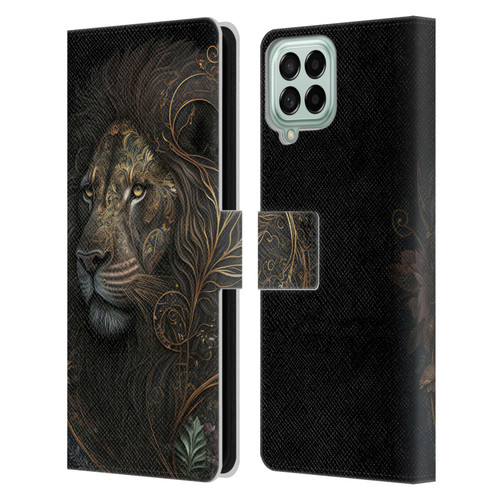 Spacescapes Floral Lions Golden Bloom Leather Book Wallet Case Cover For Samsung Galaxy M53 (2022)