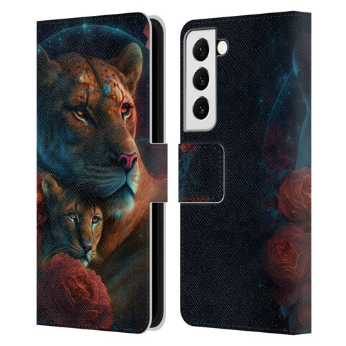 Spacescapes Floral Lions Star Watching Leather Book Wallet Case Cover For Samsung Galaxy S22 5G